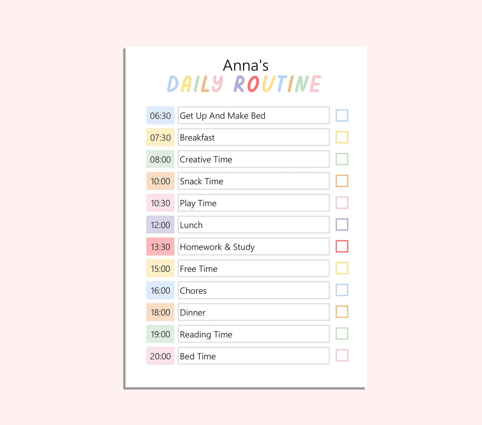 Editable Daily Routine Daily Schedule Printable Daily Timetable Planner ...
