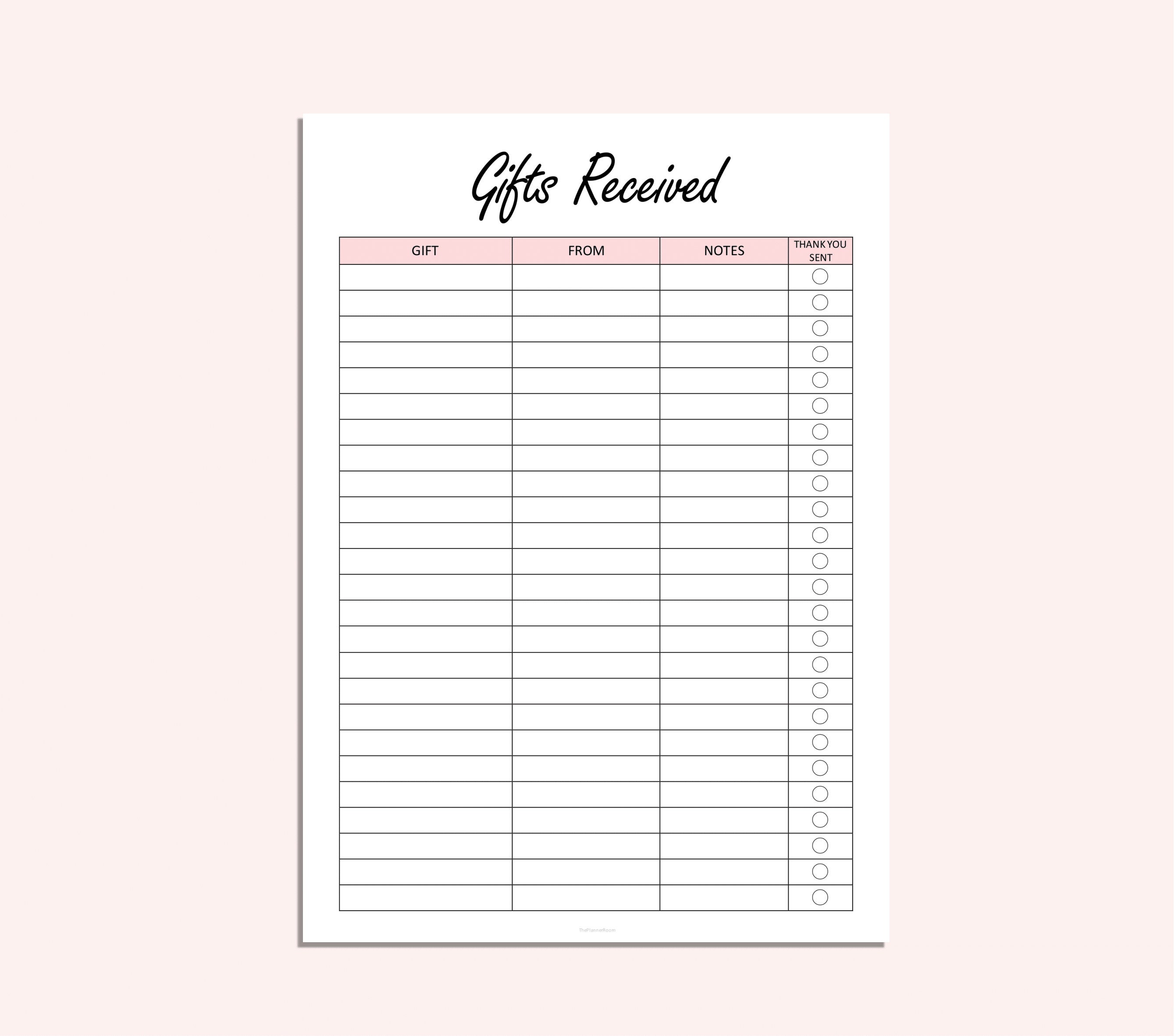 Gifts Received Tracker Printable Gift Register Gifts Etsy Gifts Received Tracker Printable Gift Register Gifts Etsy