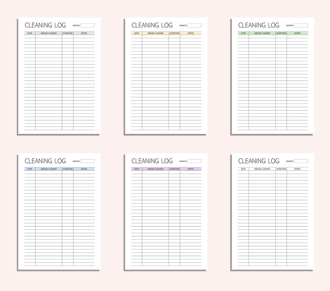 Clean Log Free Cleaning Log Printable - Cleaning Tracker - Home Maintenance Printable ...