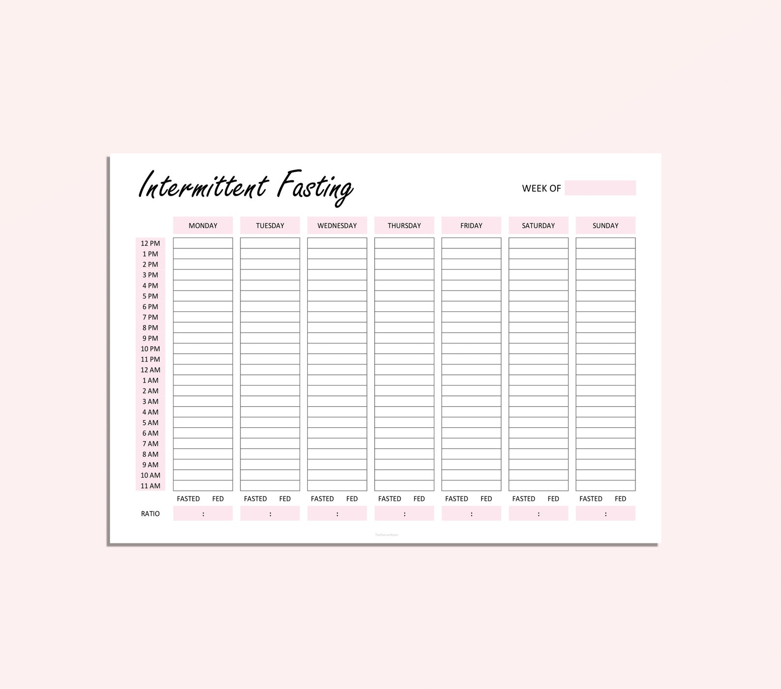 Intermittent Fasting Set Fasting Log Printable Diet Graph Etsy