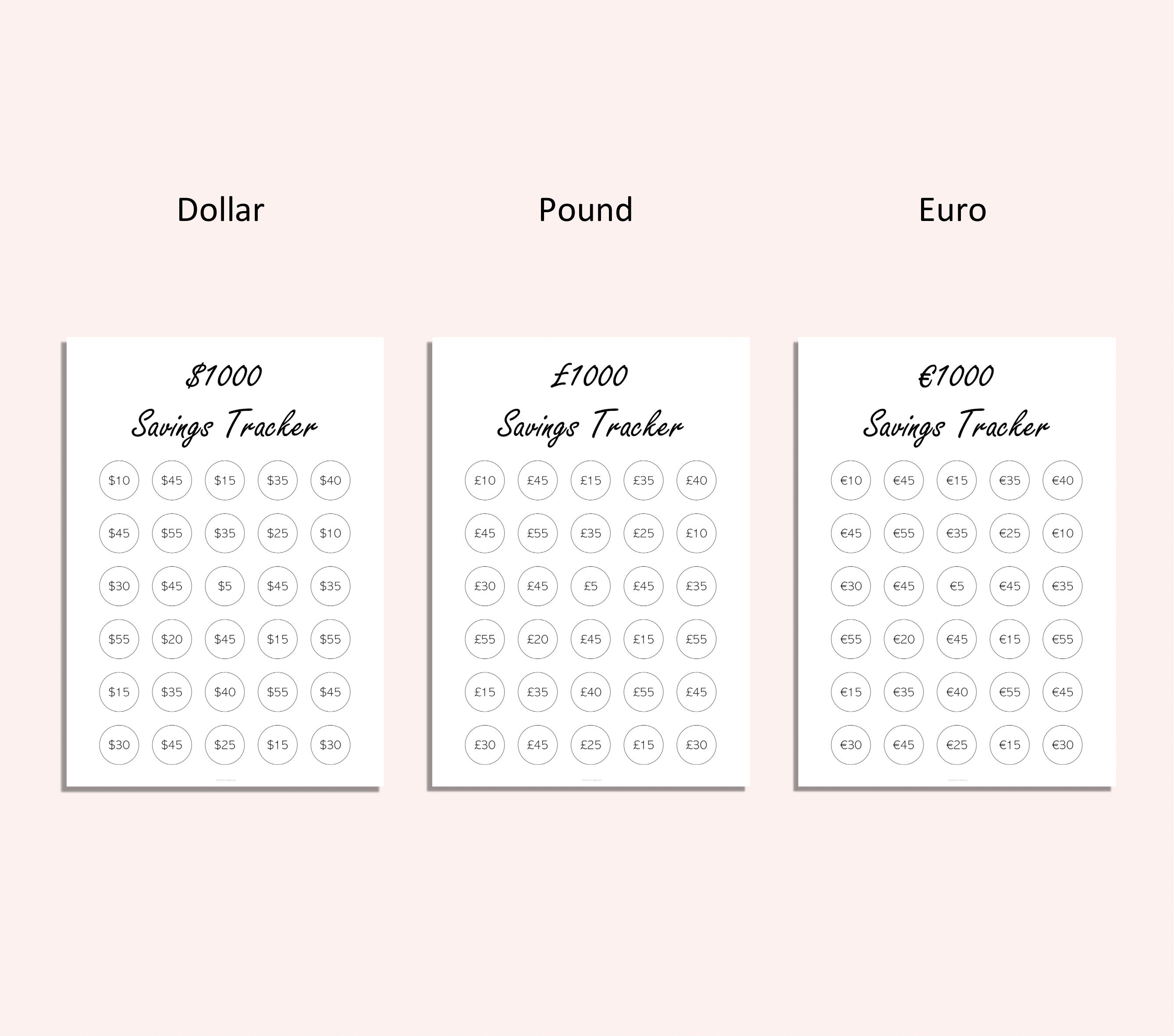 1000 Savings Tracker 1000 Savings Goal Printable 1000 - Etsy
