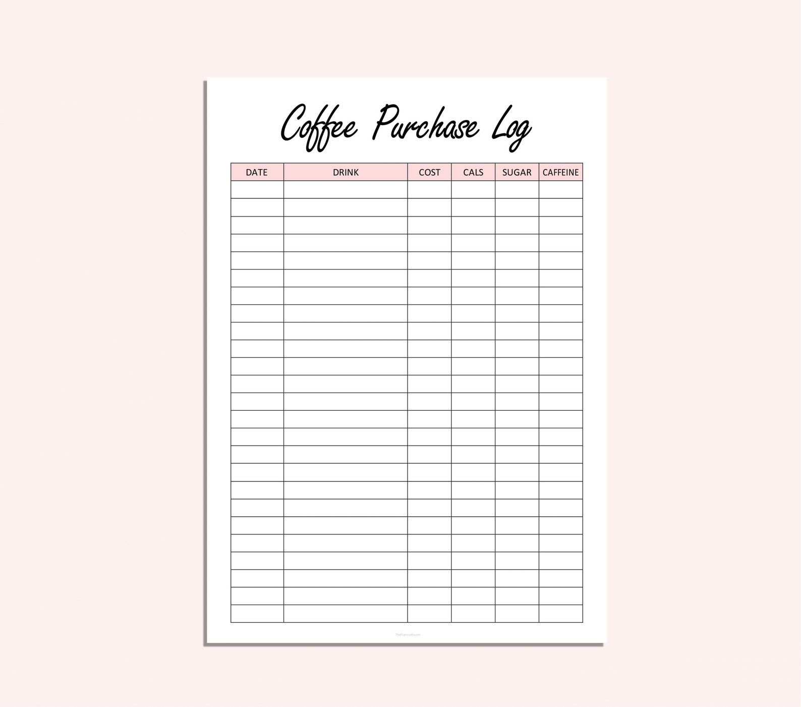Coffee Purchases Log Printable Caffeine Tracker Coffee Etsy