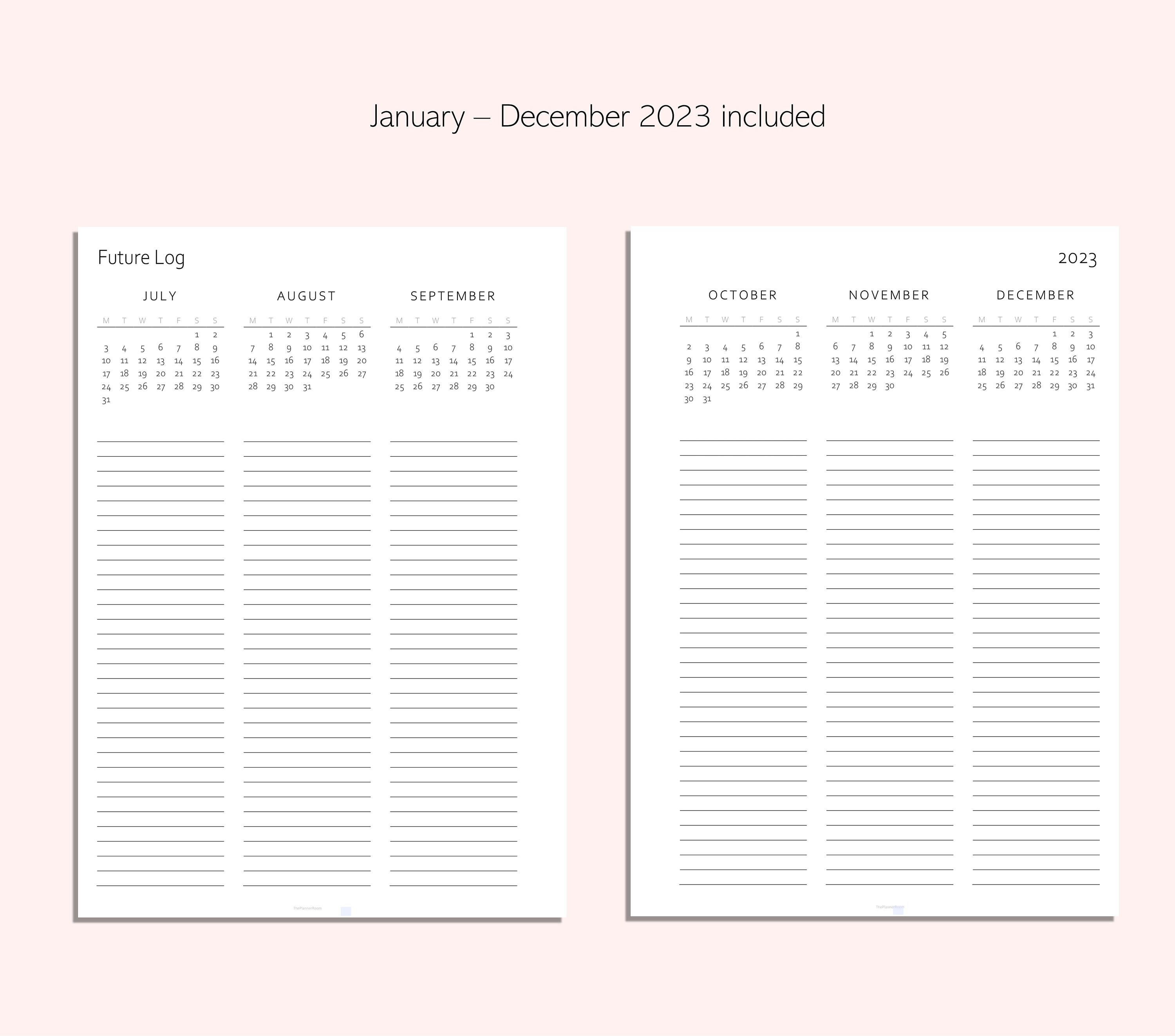 2023 Future Log 2023 Planner 2023 Log 2023 Daily Planner Etsy