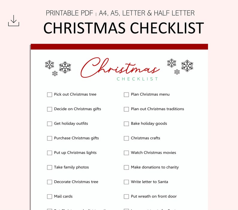 Editable Christmas Checklist Fillable Christmas Planner Etsy UK