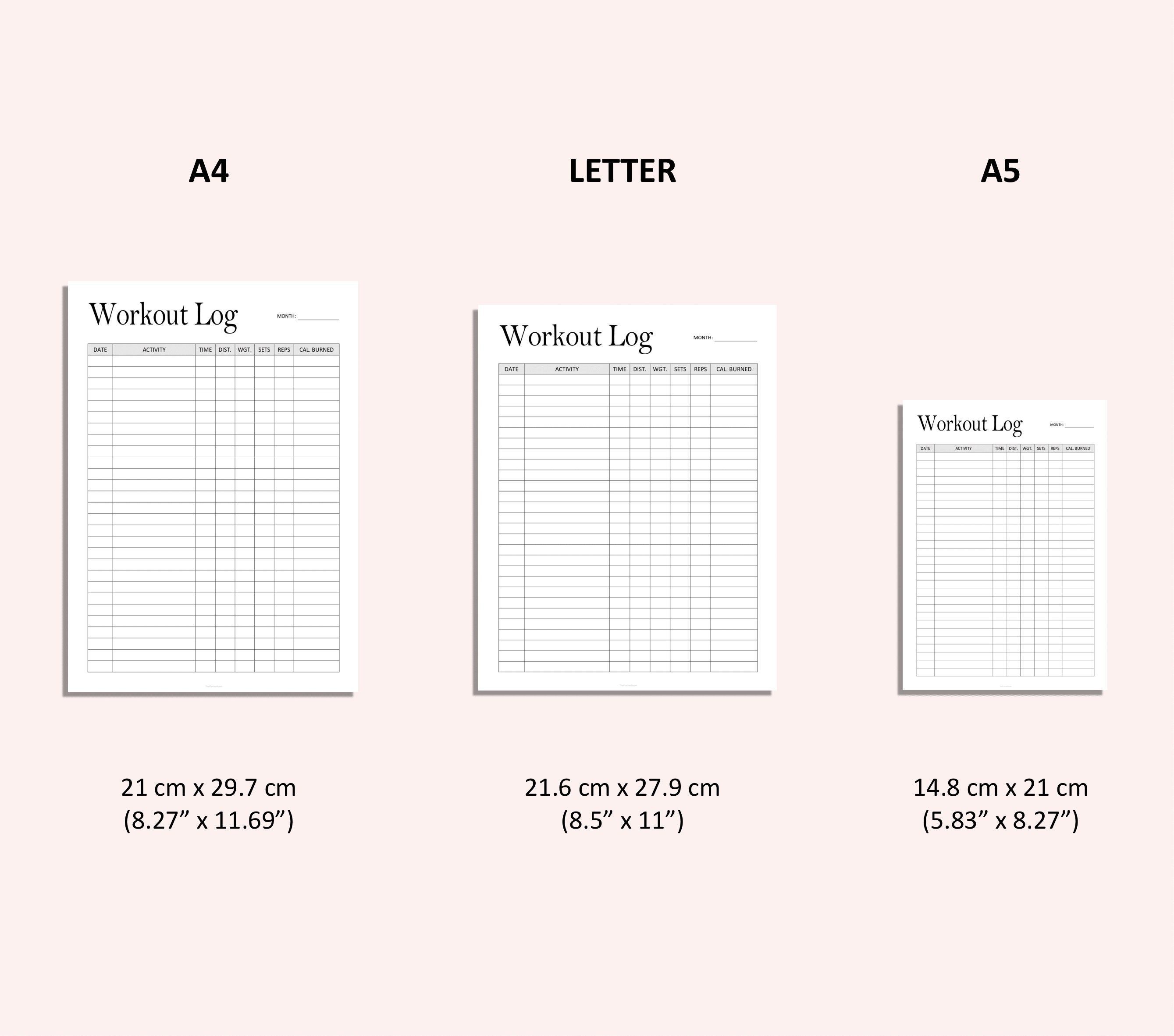 Workout Log Monthly Workout Journal Exercise Log Etsy