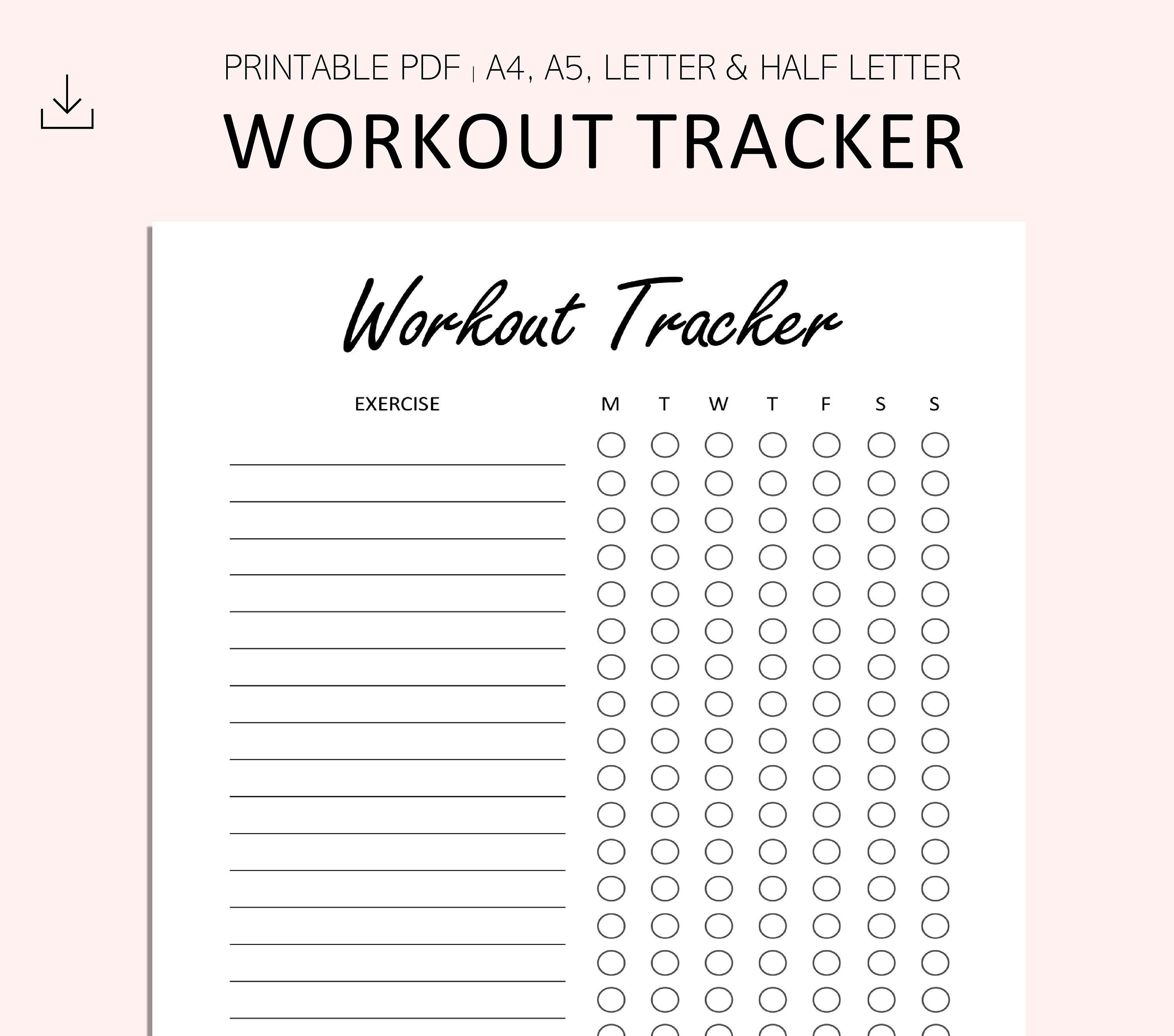 Workout Tracker Weekly Workout Printable Exercise Etsy