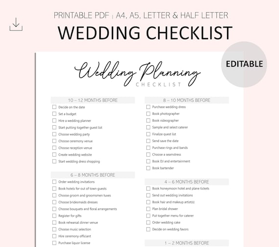 Wedding Planner Printable | Printable Wedding Planner Pages | Wedding Plan  Bundle | Wedding Planning Book | Wedding Planner PDF, A4,A5, 2024