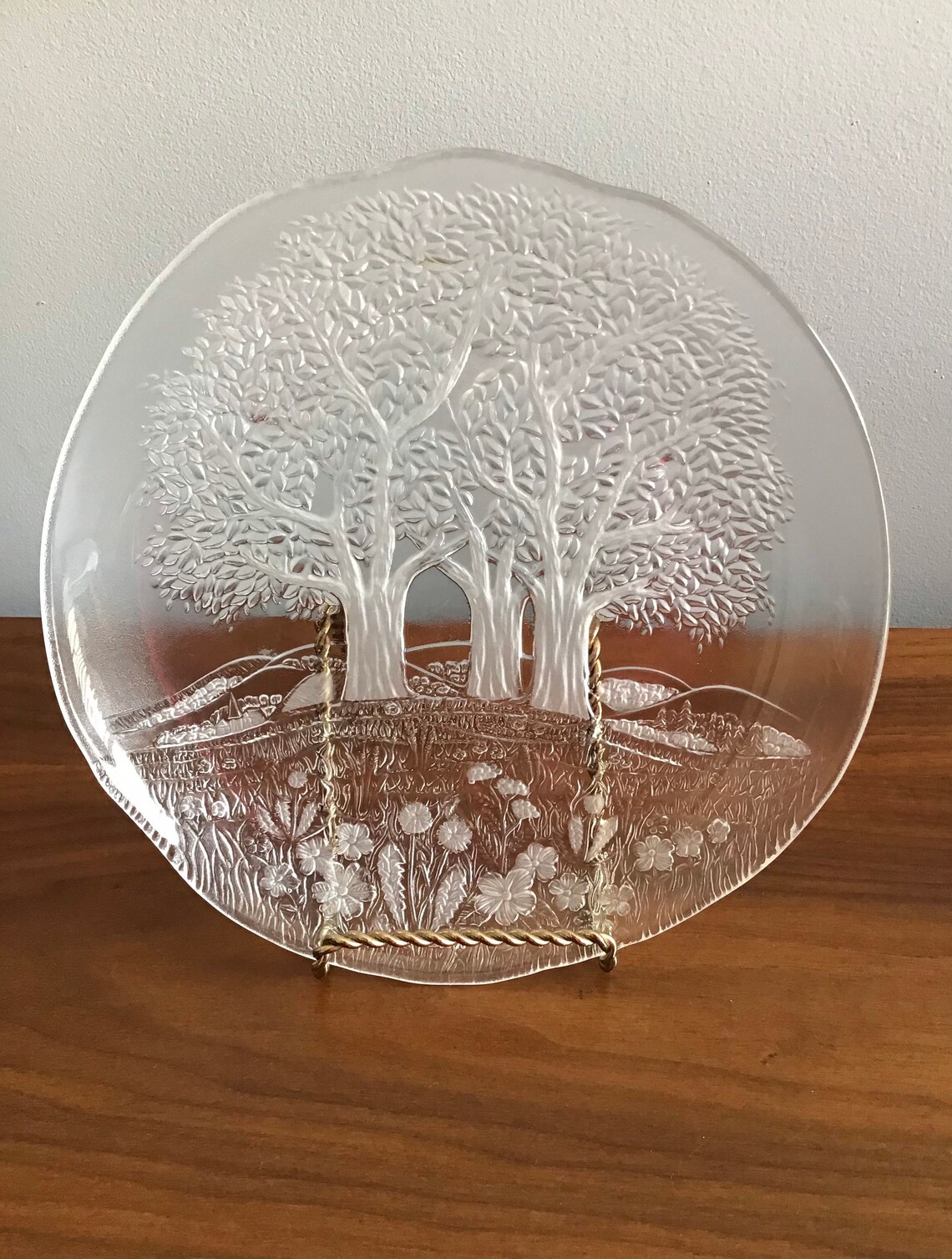 Vintage Kosta Boda Salad Plates With a Tree and Flowers Etsy