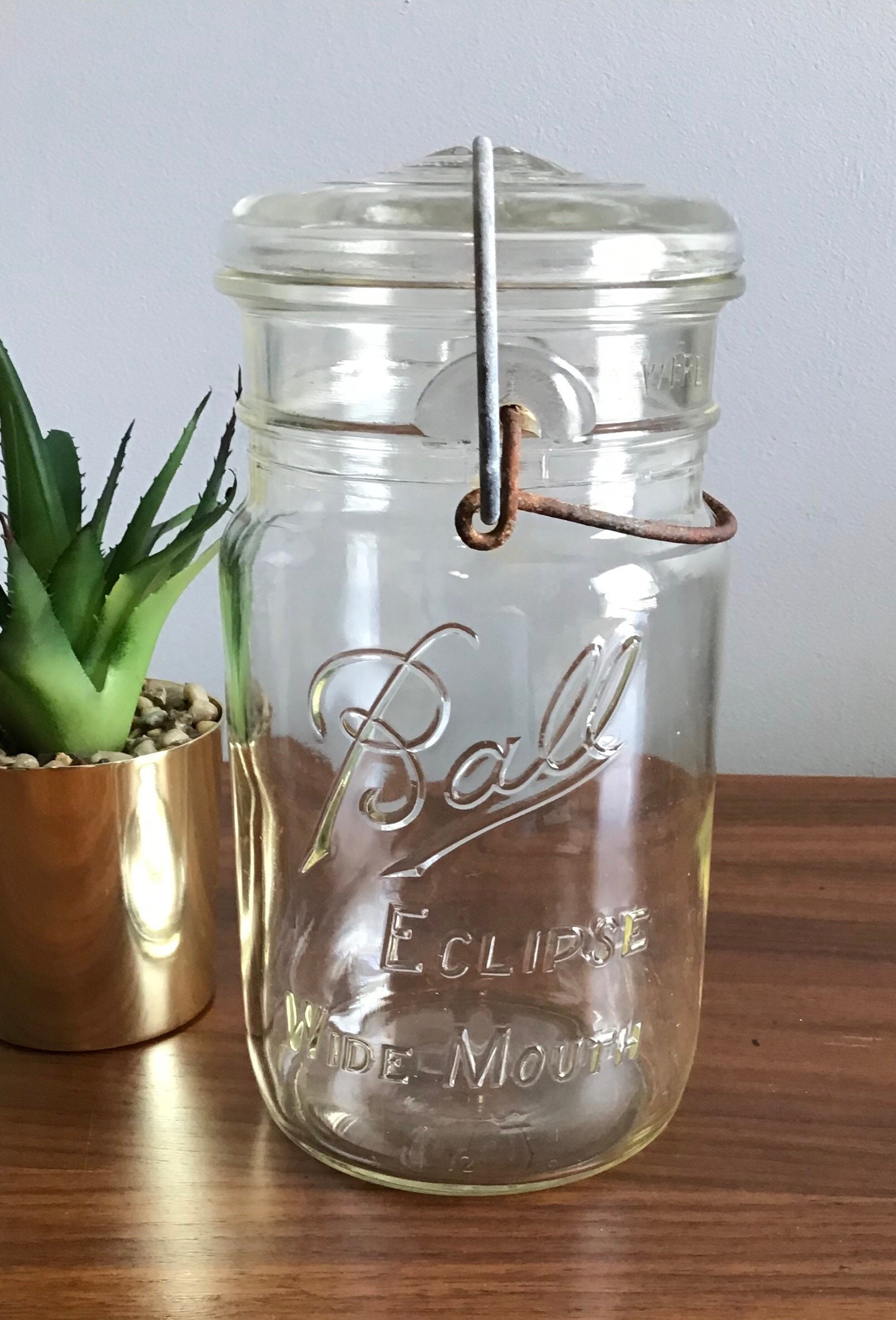 Vintage Ball Eclipse Wide Mouth Wire Bail Canning Jar 1 Quart Etsy