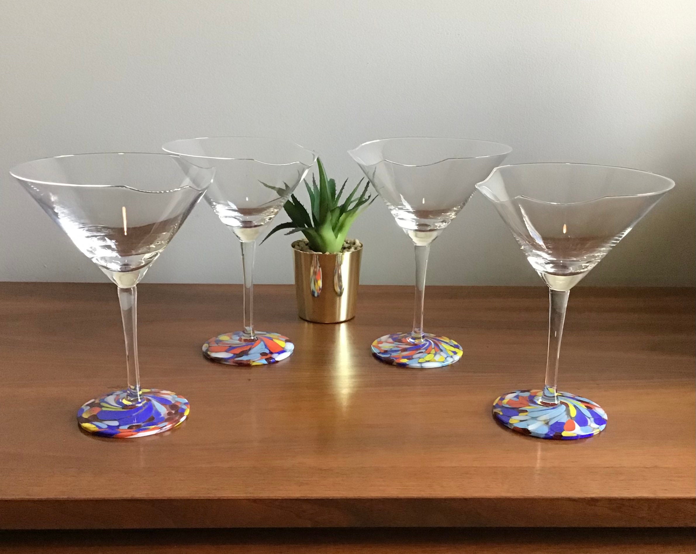 Patina Vie Vintage Colorful Martini Glasses, S/7