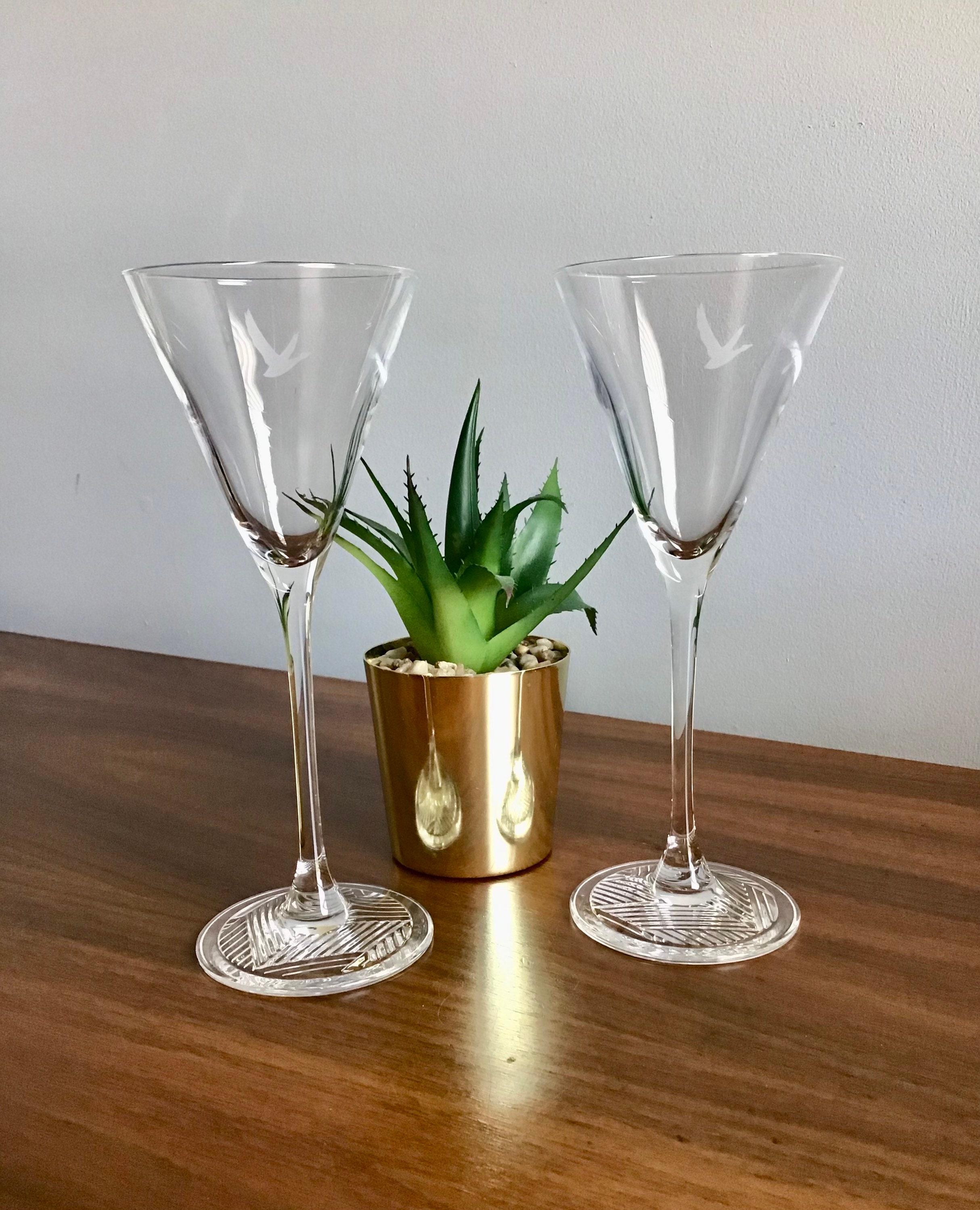 Vintage Pair of Grey Goose Long Stem Martini Glasses With Etsy