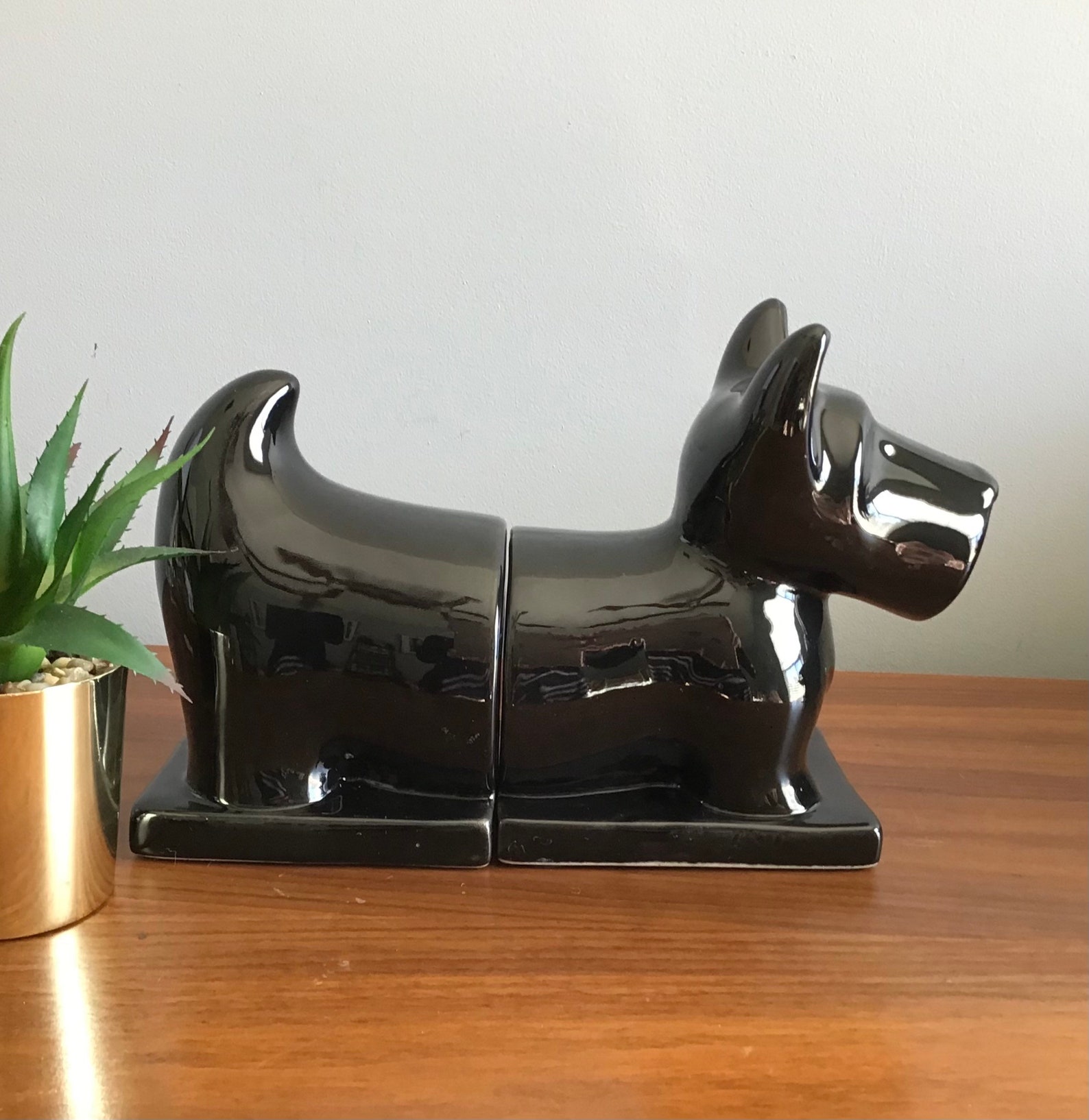 Vintage Ceramic Scotty Dog Bookends Etsy