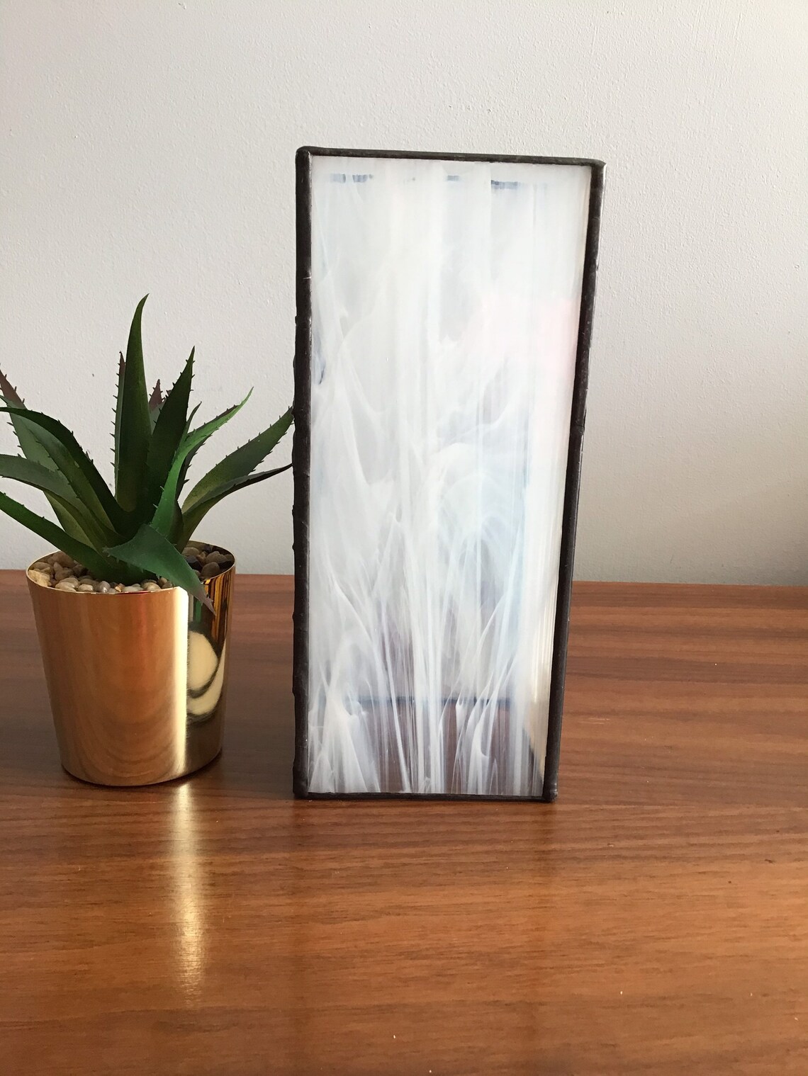 Retro handmade stained glass christmas candle