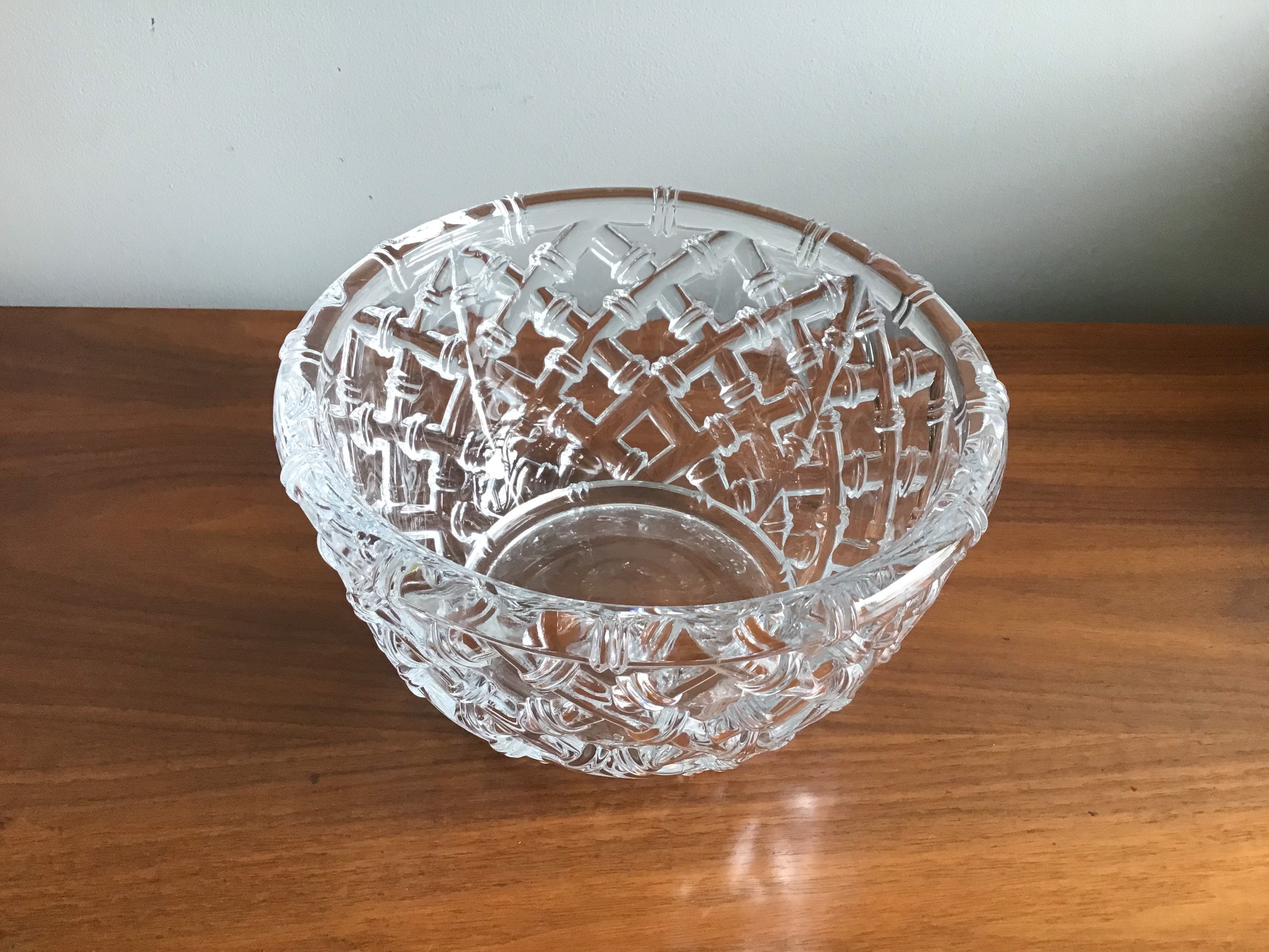 Vintage Tiffany & Co Large Crystal Bowl With Bamboo Etsy