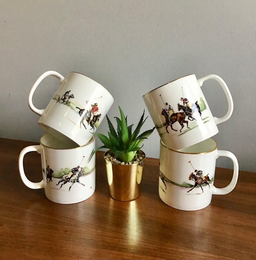 Vintage Set of Ralph Lauren Polo Scene Mugs 1983 Fine English Etsy