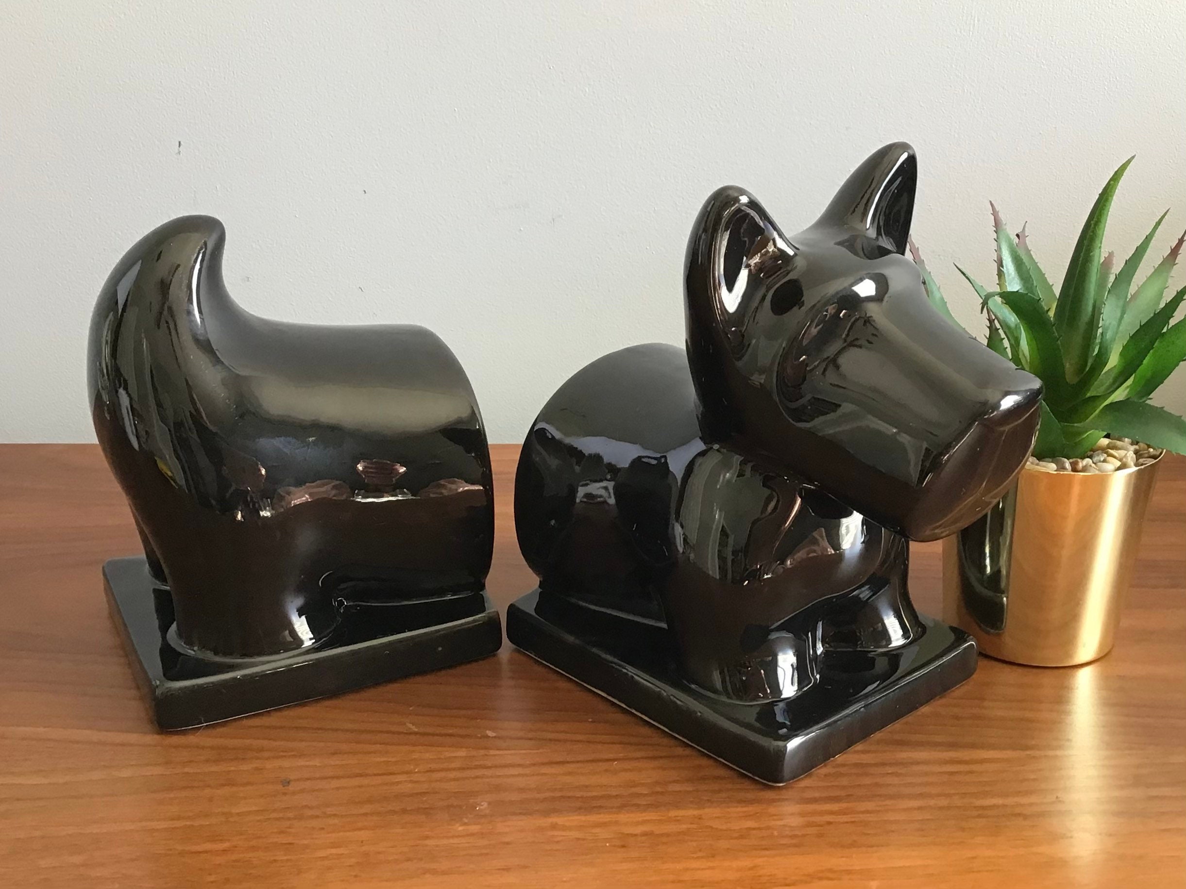 Vintage Ceramic Scotty Dog Bookends Etsy