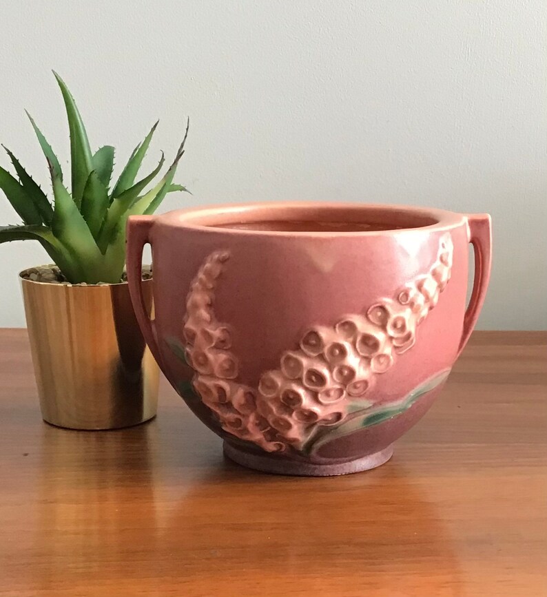Roseville Foxglove 6594 Vase With Handles Pink and Mauve Etsy
