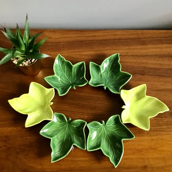 Vintage Franciscan Ivy Individual Dishes, Ashtrays, 2 Light Leaf, 4 Dark Leaf, Sold Individually