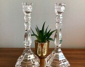 Vintage Pair of Tiffany Co Crystal Candlesticks in the Hampton Pattern