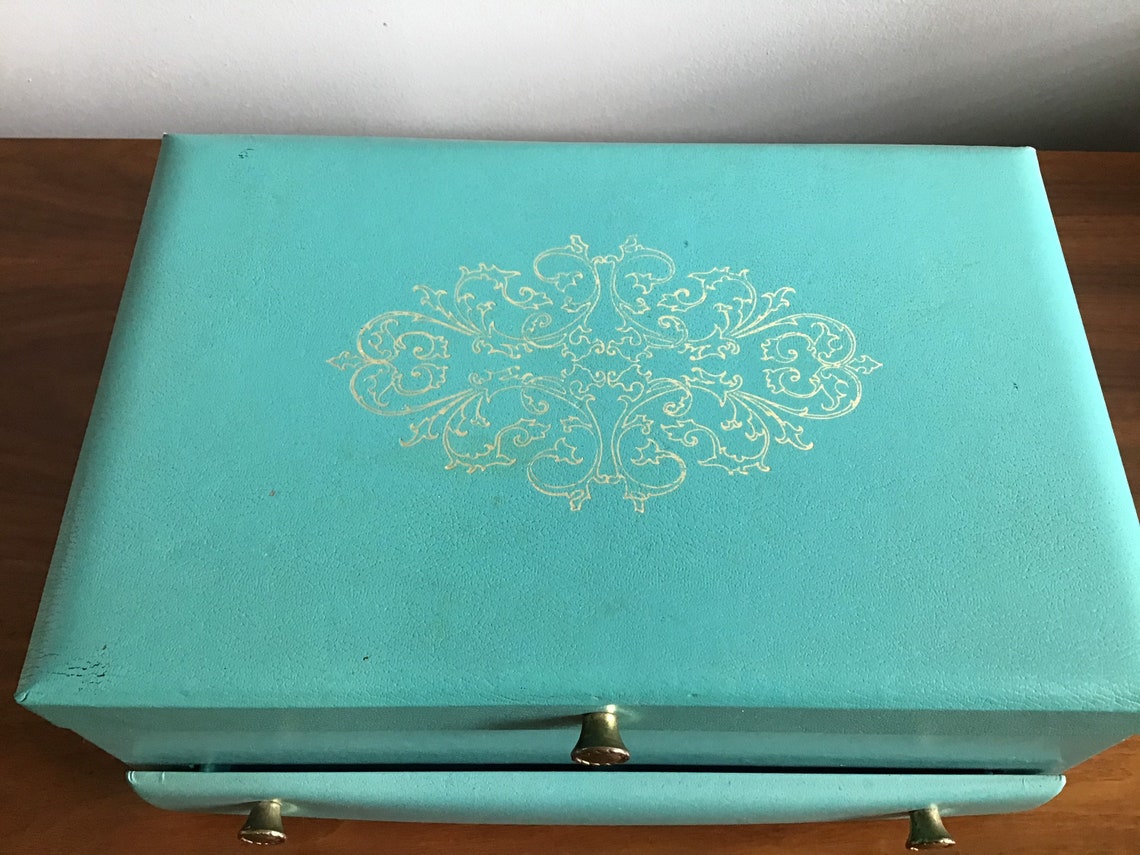Vintage Lady Buxton Vinyl Covered Jewelry Box with Gold Etsy