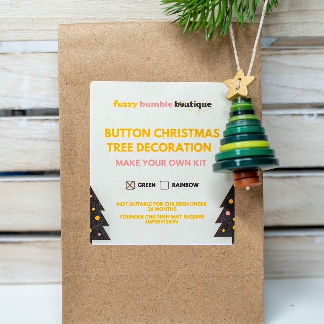 Christmas Decoration Kit, Make Your Own Button Tree Ornament, Christmas