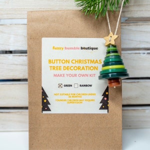 Christmas Decoration Kit, Make your own Button Tree Ornament, Christmas Crafts, Teacher Gift, Cracker Filler, Advent Calendar Filler