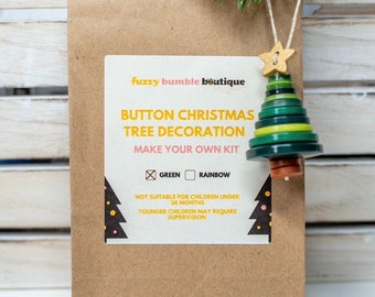 Christmas Decoration Kit, Make your own Button Tree Ornament, Christmas Crafts, Teacher Gift, Cracker Filler, Advent Calendar Filler