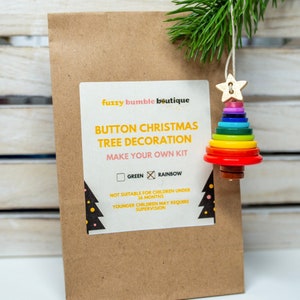 Christmas Decoration Kit, Make your own Button Tree Ornament, Christmas Crafts, Teacher Gift, Cracker Filler, Advent Calendar Filler