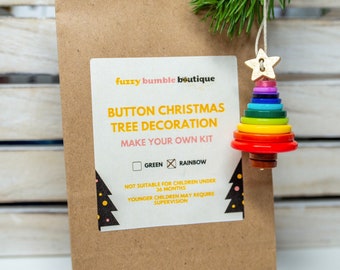 Christmas Decoration Kit, Make your own Button Tree Ornament, Christmas Crafts, Teacher Gift, Cracker Filler, Advent Calendar Filler