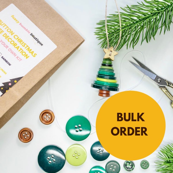 Bulk Christmas Decoration Kit, Make your own Button Tree Ornament, Christmas Crafts, Teacher Gift, Cracker Filler, Advent Calendar Filler