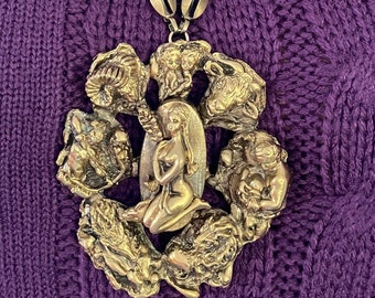 TORTOLANI Zodiac Pendant Necklace Signed EXCELLENT Condition Ultra Rare and Collectible! Huge!