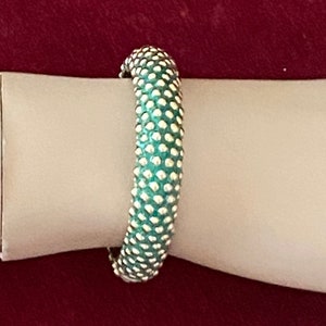 CINER bracelet hinged bangle c 1980&#39;s - Signed-RARE Green bubble nugget style- EXCELLENT Condition