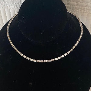 MAZER BROS choker necklace c 1948 Signed 14 inches EXCELLENT Vintage Condition Clear Baguettes in a Rhodium Setting Bridal Wedding Prom !