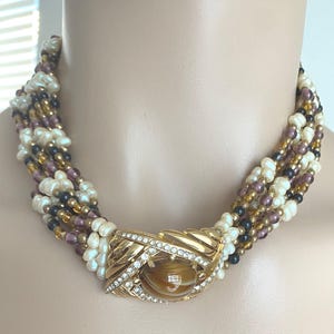 CINER necklace- Signed-  Torsade- Runway Look- c 1980s - EXCELLENT Condition -Gorgeous Givre Glass