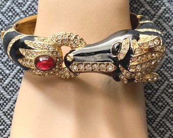 ヴィンテージ シナー バックル ブレスレット：ブルー エナメル、18K