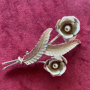 CORO Brooch Pin Flowers Signed- Highly Dimensional- Excellent vintage condition-  1960s
