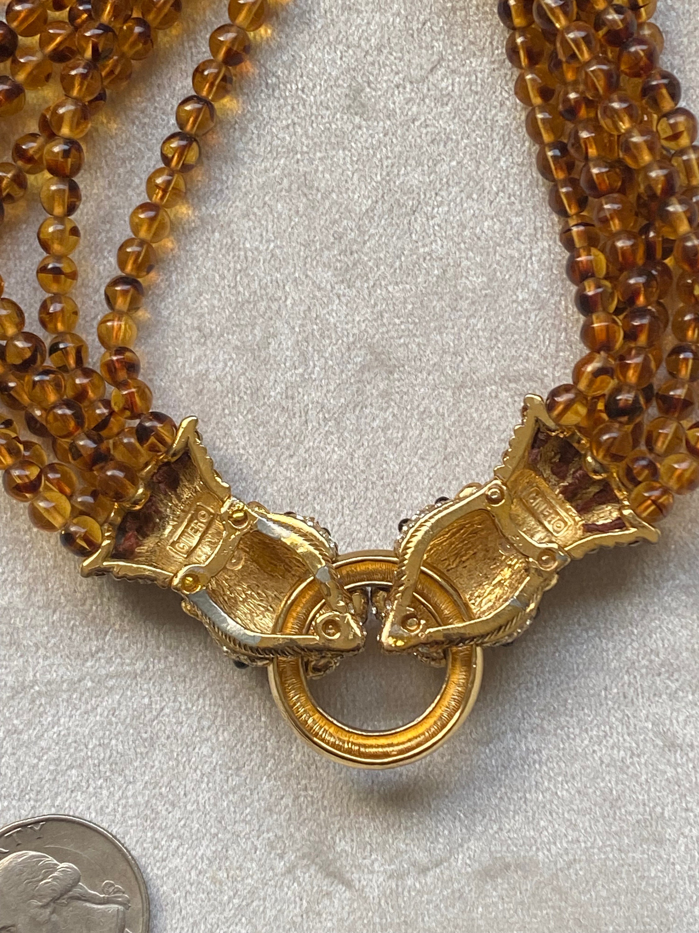 combination necklace & braceletソエルテ Vintage CINER Necklace -double Headed Leopard/ Cheetah