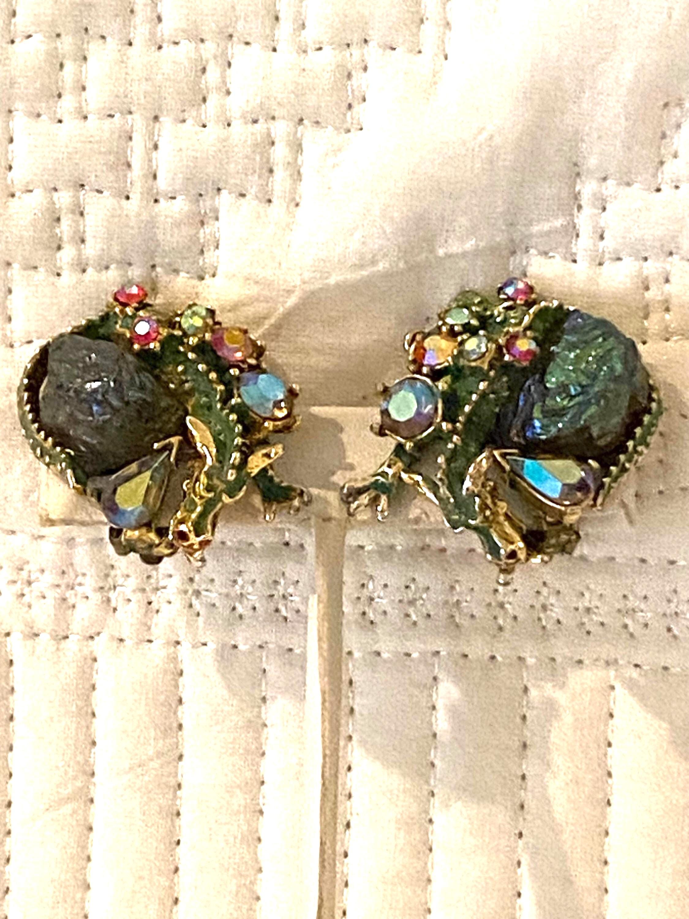 HAR Hargo Signed Clip Earrings- Dragon Fantasy- ULTRA Rare Collectible 1959 - Unique and Stunning!