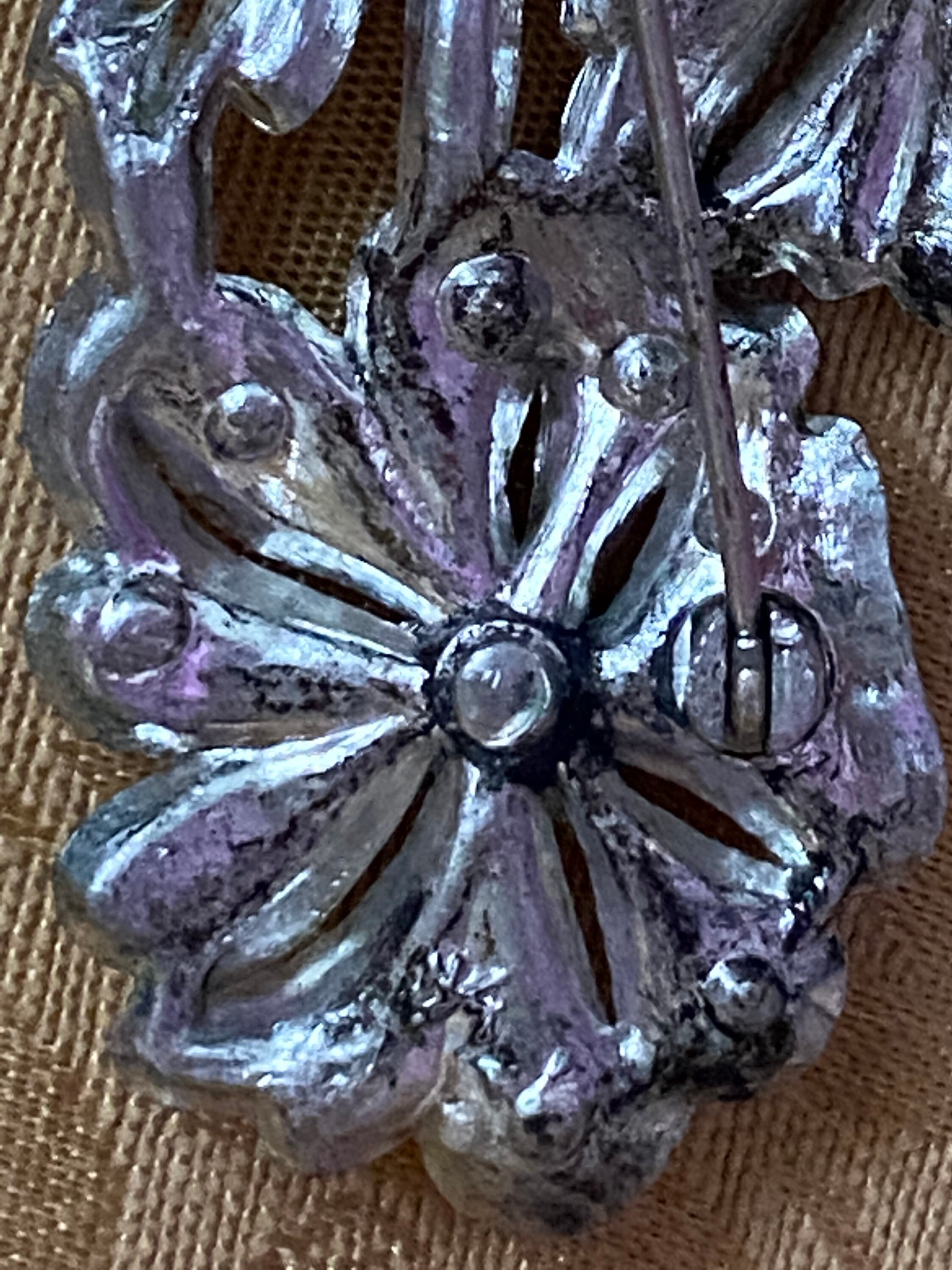 Broche Art Déco Vintage Années 1920/30 - Métal Argenté, Vieux Stock Neuf, Sans Marque