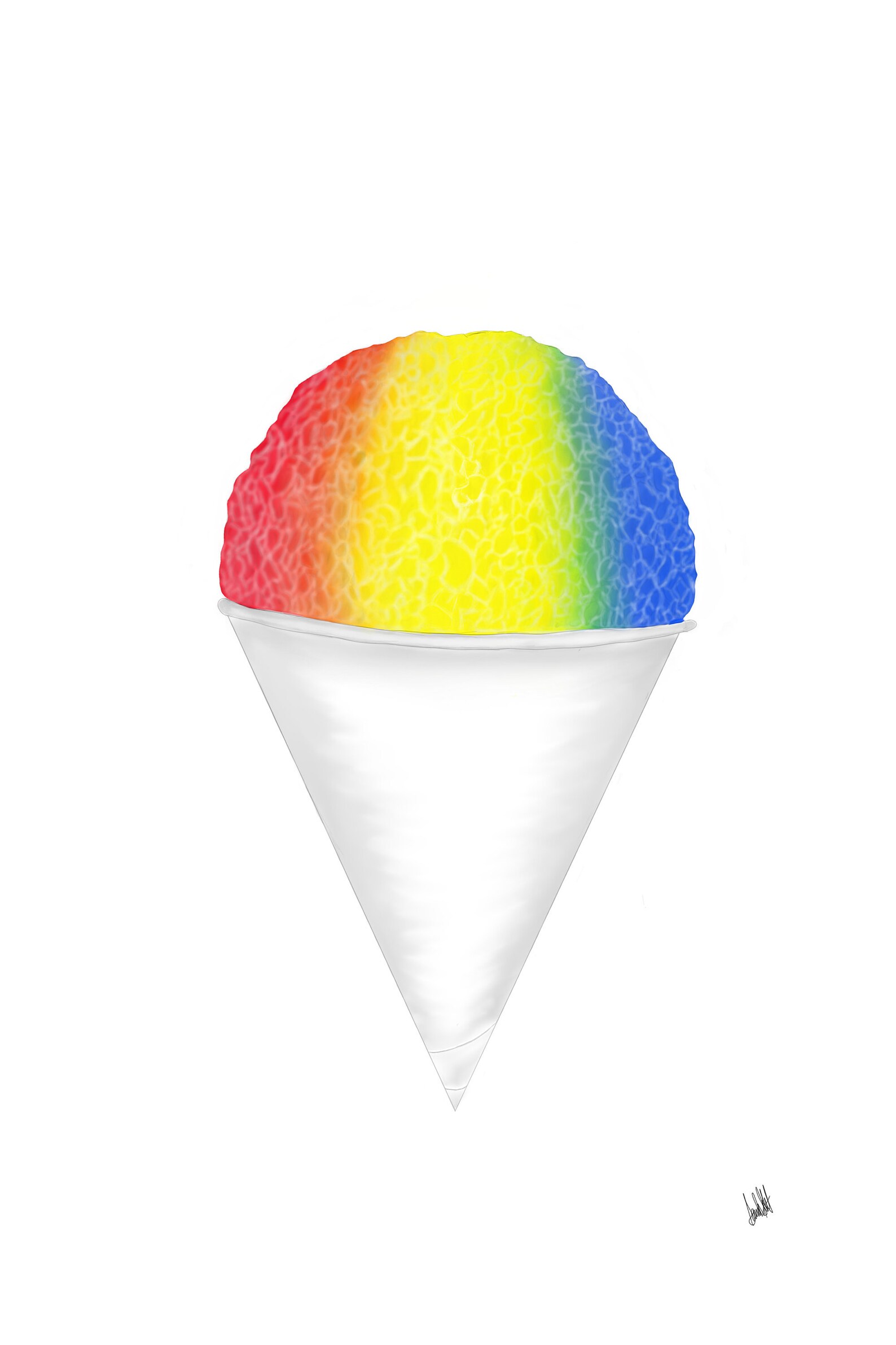 Rainbow Snow Cone Art Print Etsy