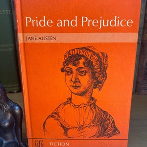 Pride and Prejudice by Jane Austen, Longmans Heritage Literary Series, 1968 7th impression, Jane Austen Portrait on cover - retro - rare.