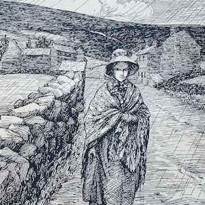 Jane Eyre original, ink line, prints by M.V. Wheelhouse, source: G. Bell & Sons Ltd. - first edition of Jane Eyre by Charlotte Brontë, 1911.