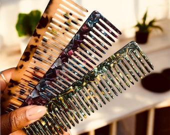 Acetate Decorative Comb: Tortoiseshell & Marble Design