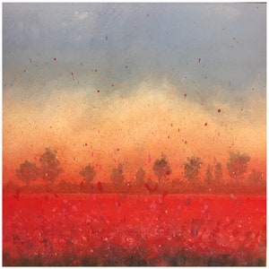 Red 2, Original Art, Nature art, Sky, Landscape, Countryside, Farm