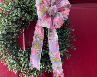 Floral Spring And Summer Bow Colorful Bow Pastel Color Bow Floral Bow For Lamppost Bow For Summer Wreath Nursery Bow