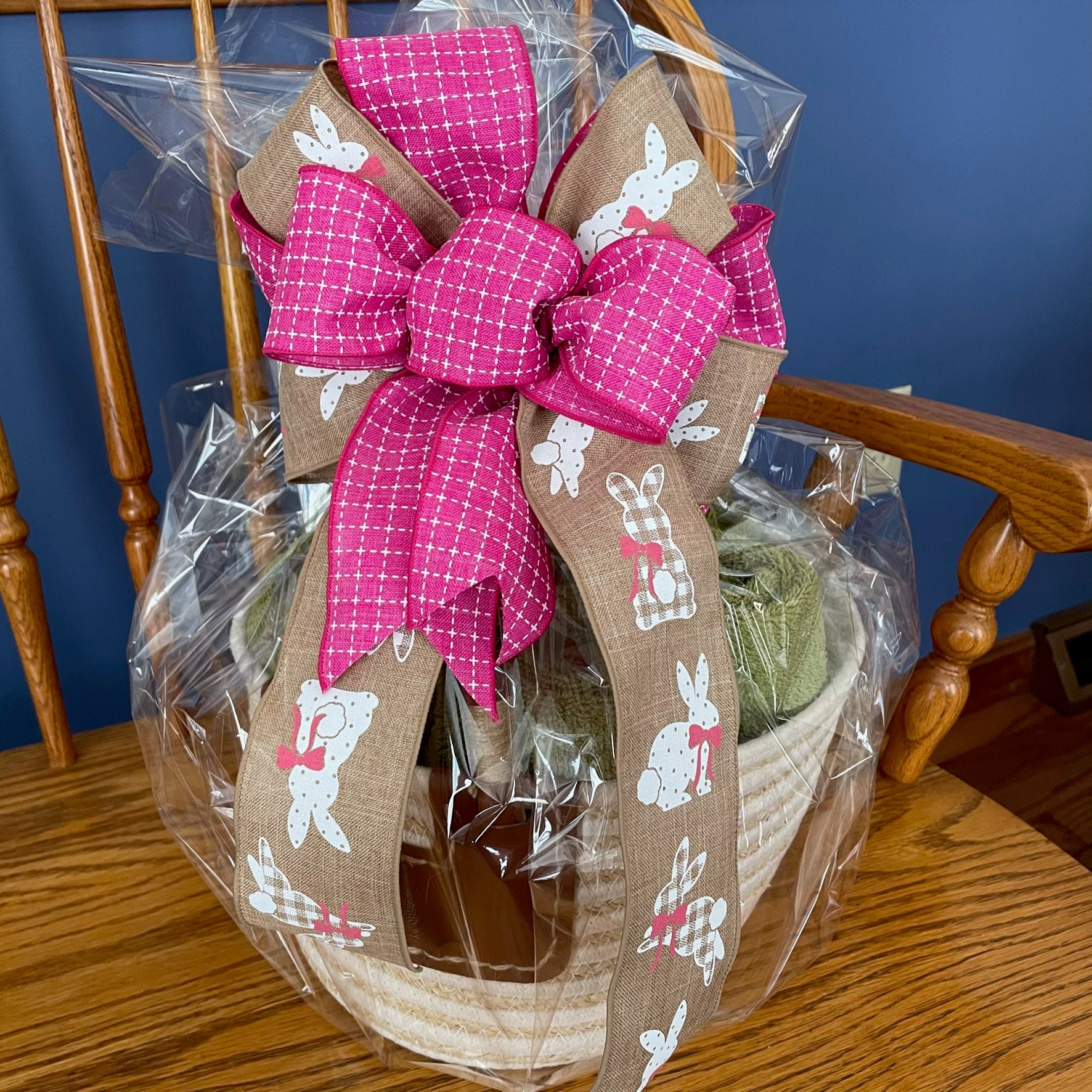 Gift basket bow/ spring bunny wreath bow/Easter gift bow/Gift Etsy