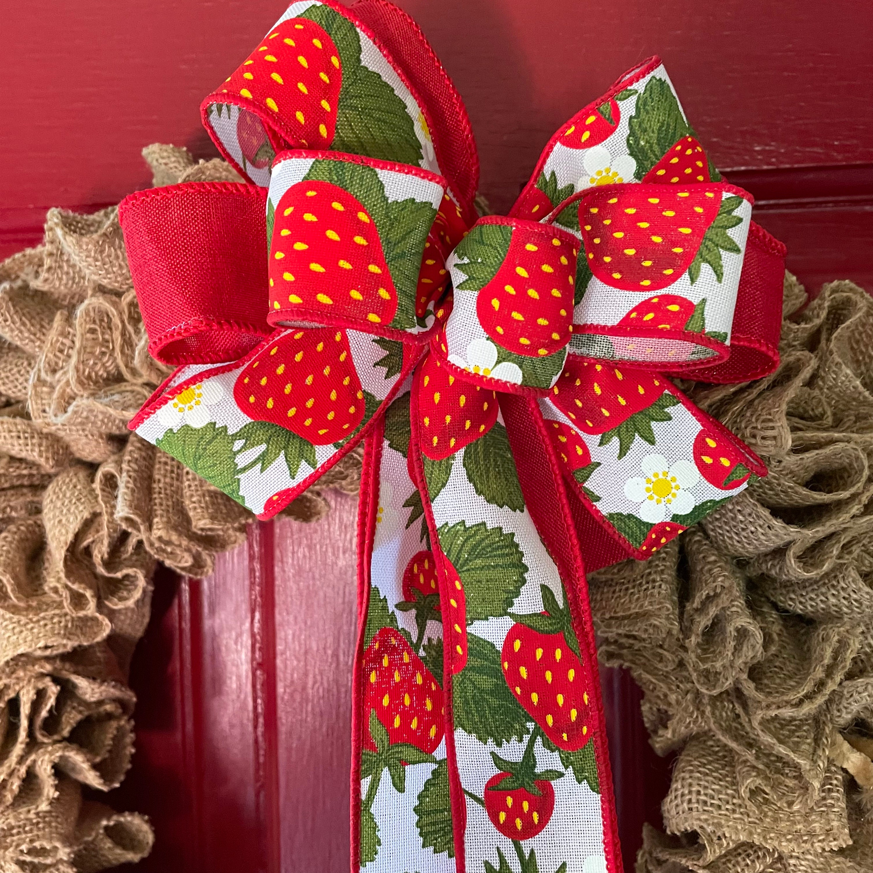 Strawberry bow for wreath strawberry theme gift bow Etsy