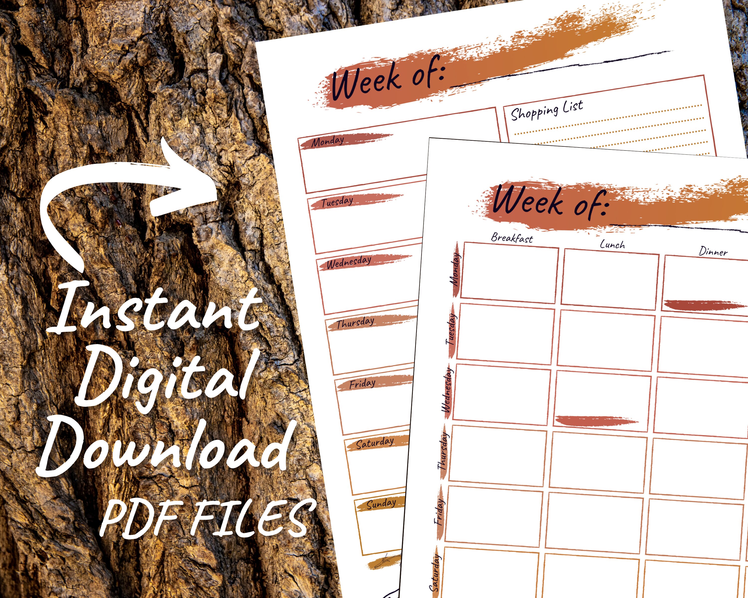 Meal Plan Printable Bundle | Weekly & Monthly Menu (digital Download ...