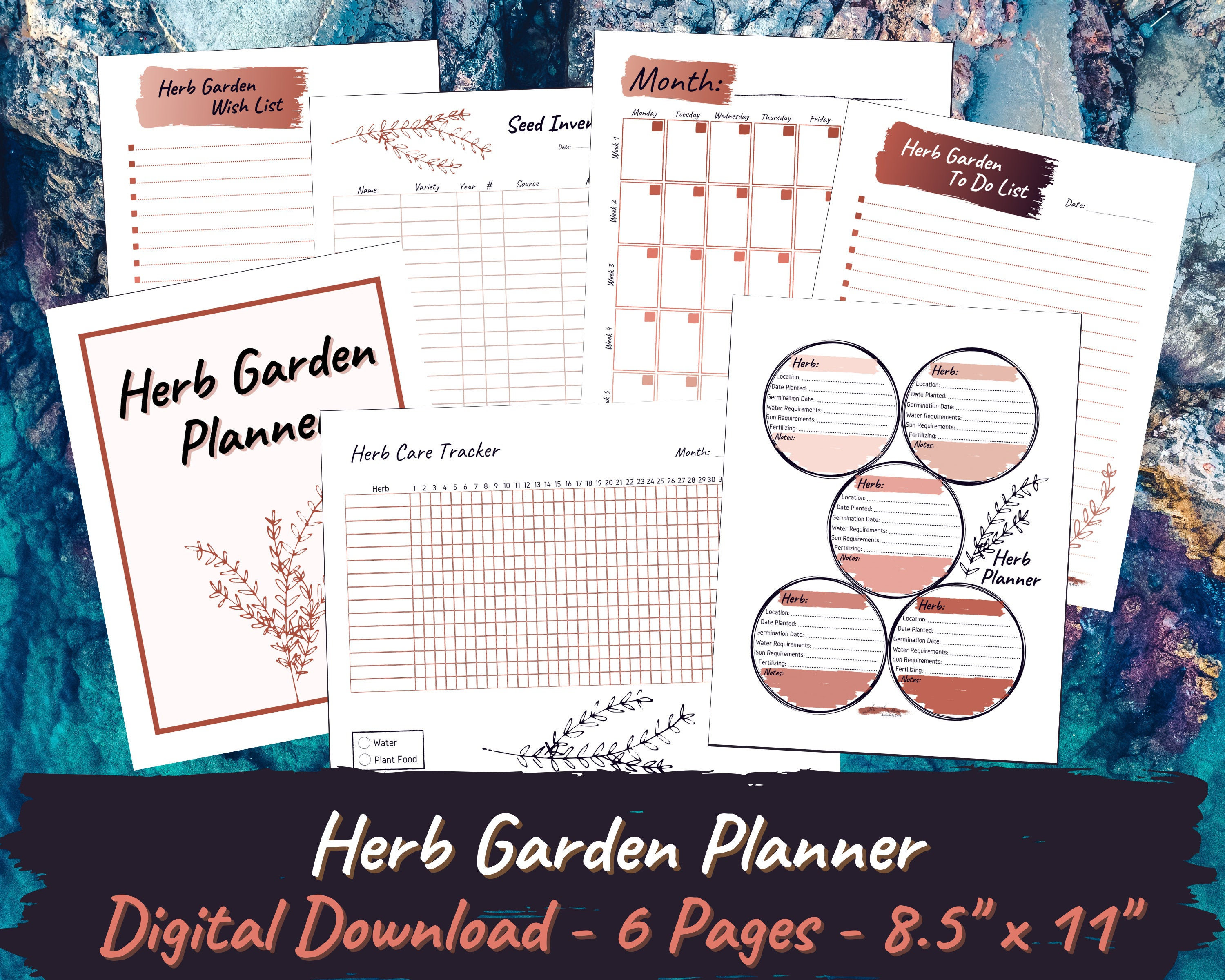 Pink Herb Garden Planner Printable | Seed Inventory, Planting Calendar ...
