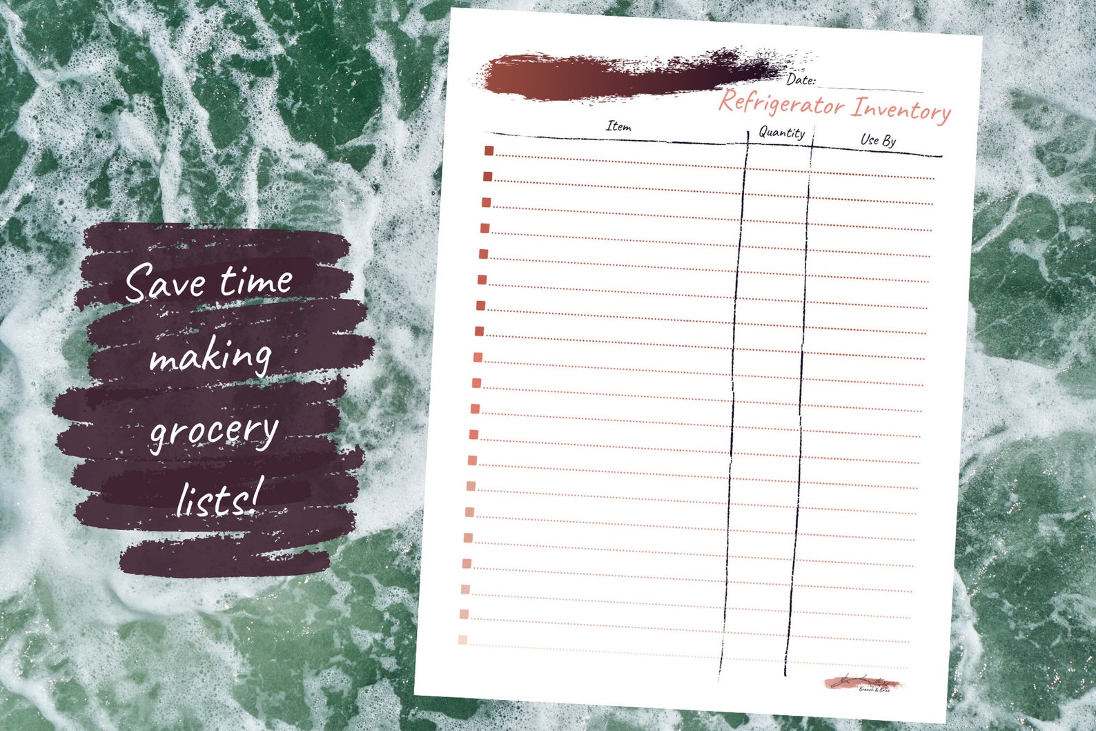 Kitchen Inventory Sheets Pantry, Refrigerator, Freezer, Seasonings